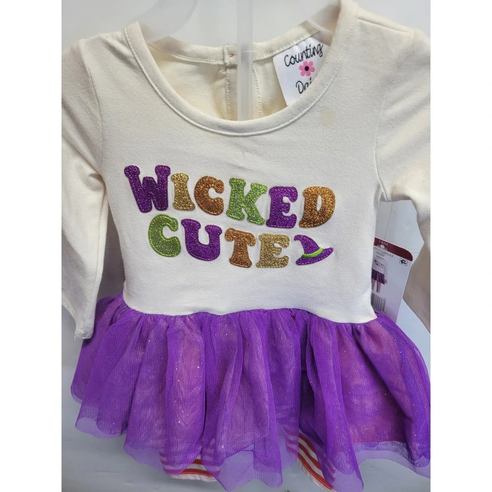 Counting Daisies Halloween Outfit 18M‎ Wicked Cute Tutu Dress & Striped Leggings